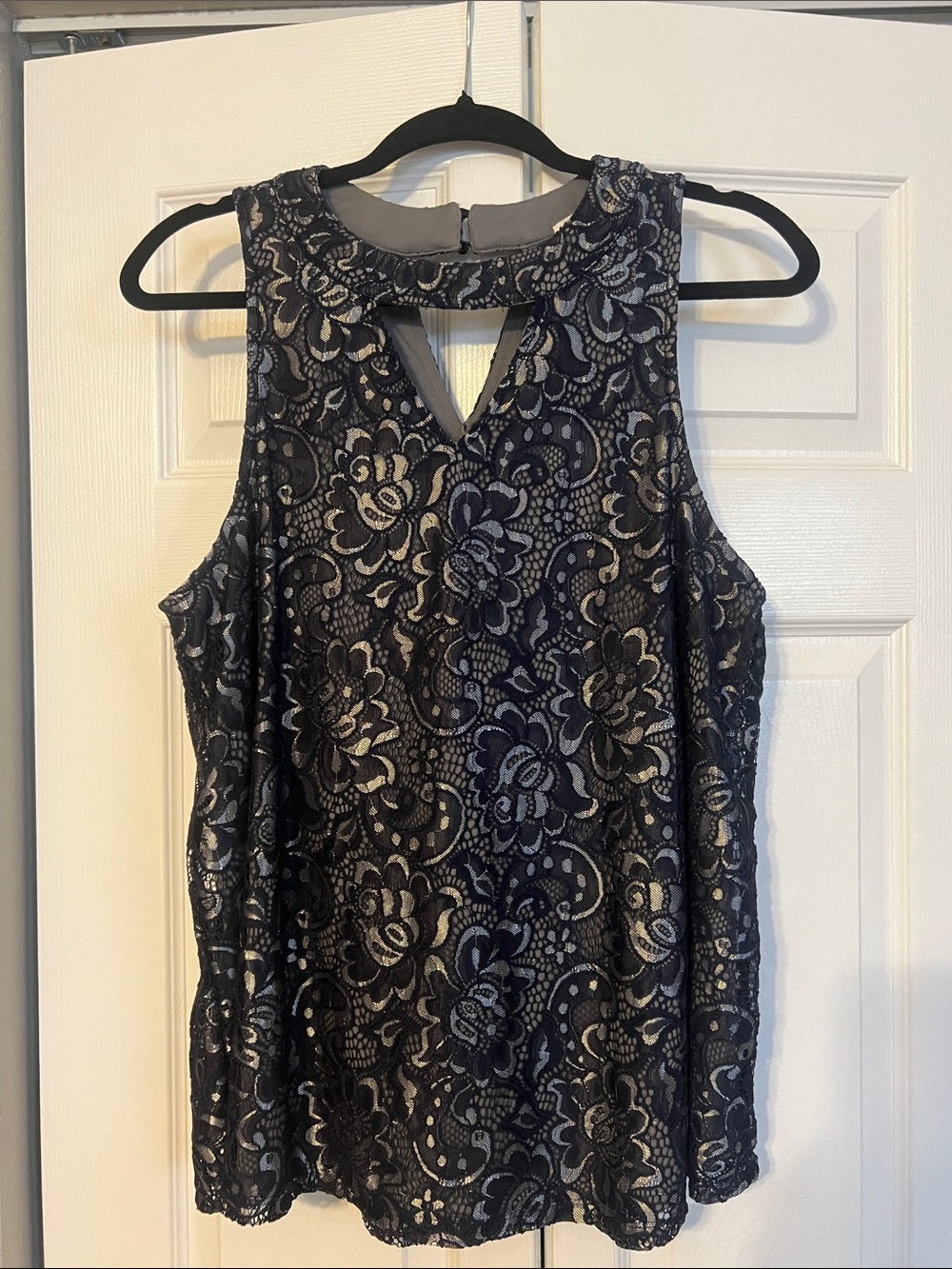 Maurices Navy Lace Overlay Tank Top